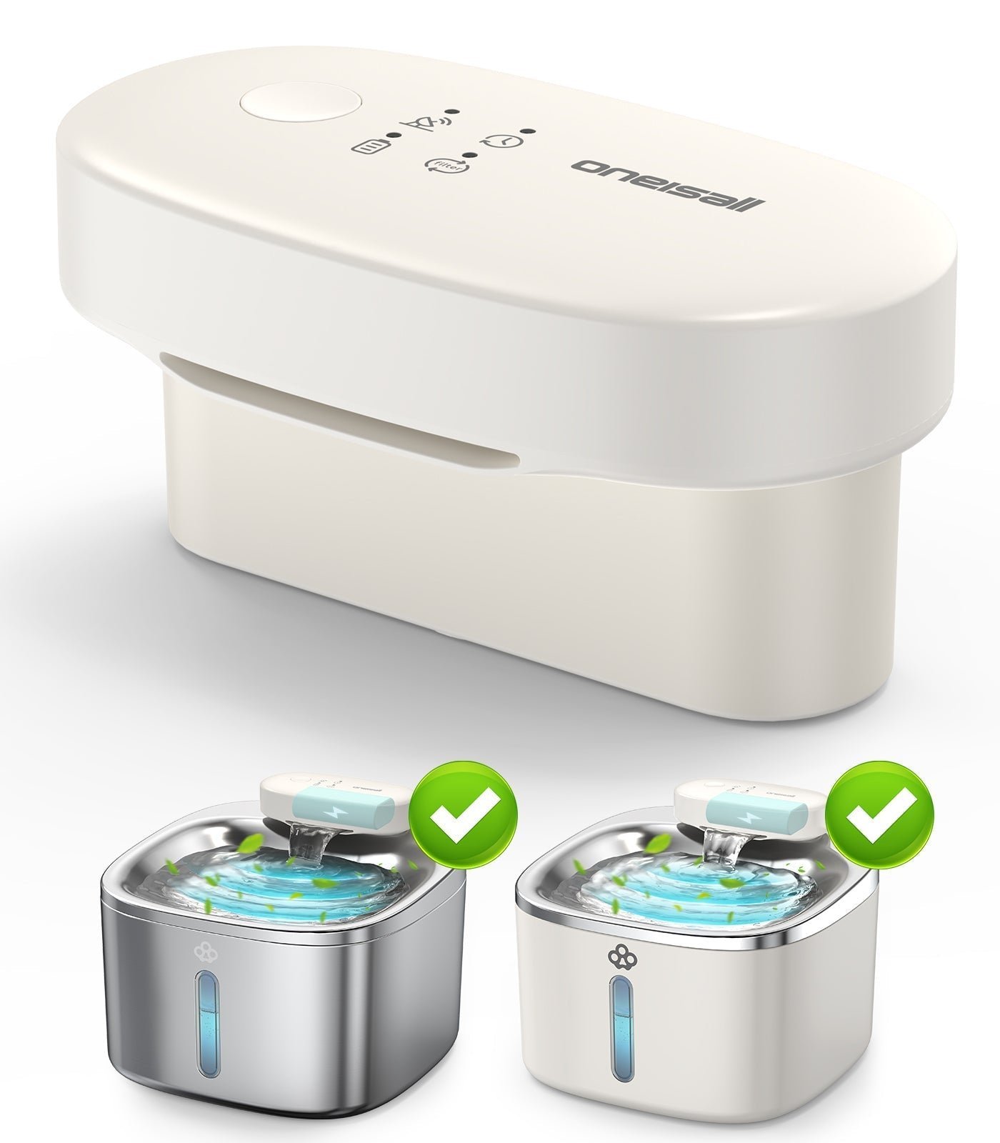 Oneisall 3.5L Cordless Pet Water Fountain Battery Module and Control Panel Replacement