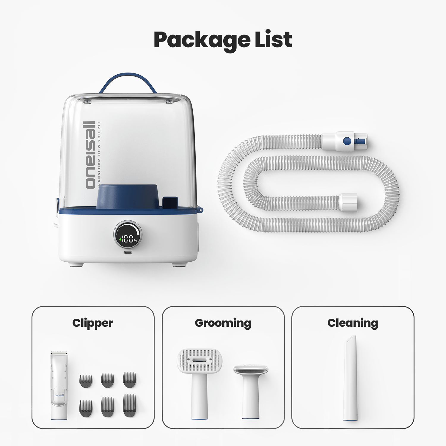 Oneisall Comfy L1 Cordless Pet Grooming Vacuum Kit - Image 8